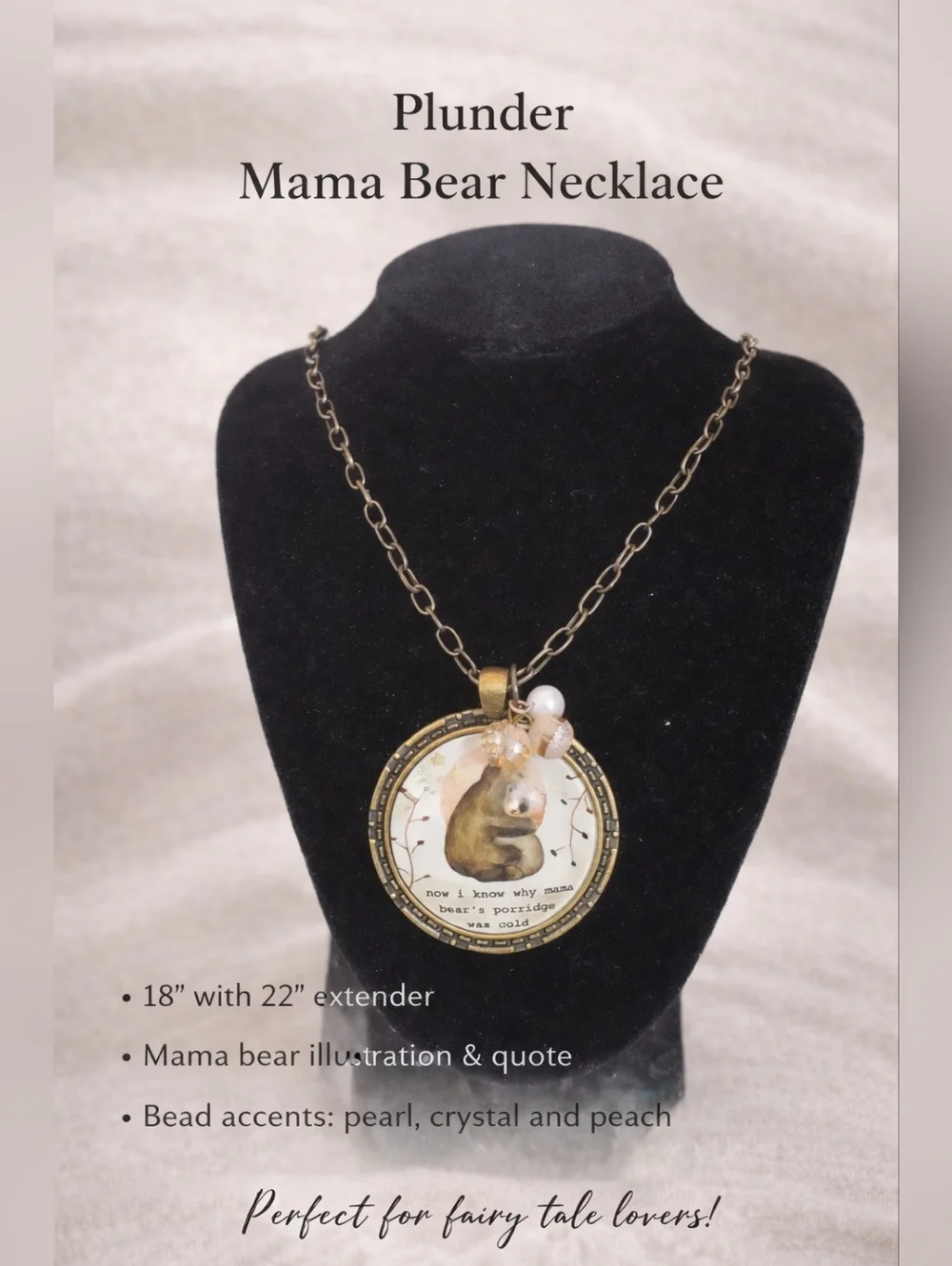 Mama Bear Pendant Necklace | Vintage Style Charm Necklace
